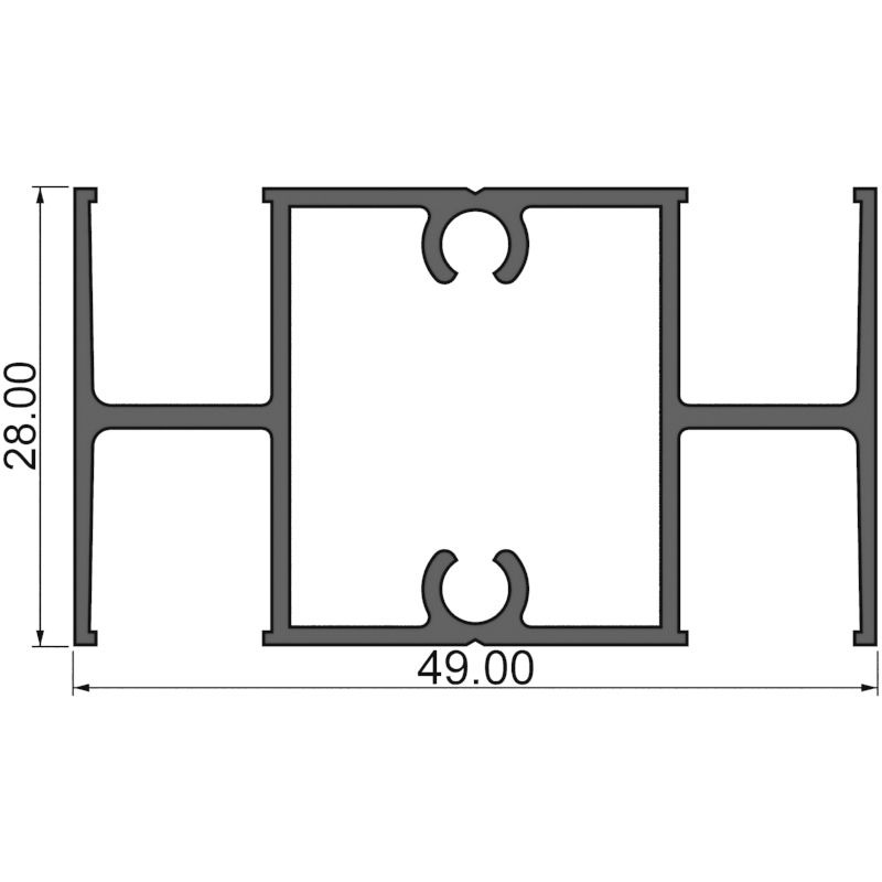 Алюминиевый профиль 390017 |  импост в полотно двери под жалюзи