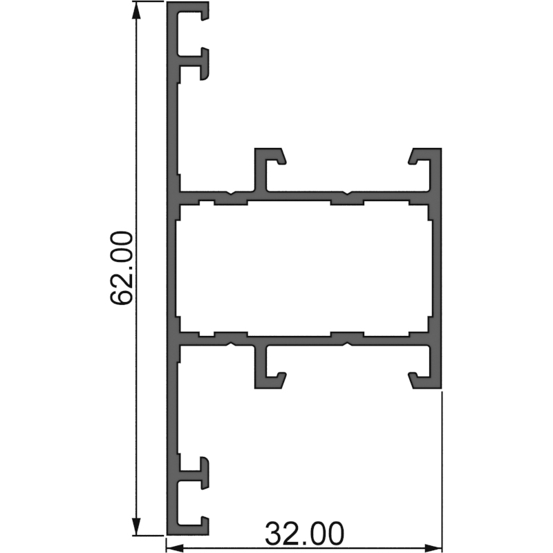 Алюминиевый профиль 390035 |  малый импост перегородки